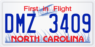 NC license plate DMZ3409