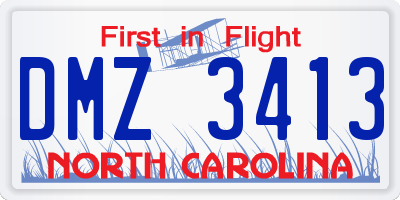 NC license plate DMZ3413