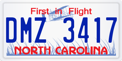 NC license plate DMZ3417