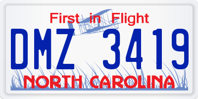 NC license plate DMZ3419