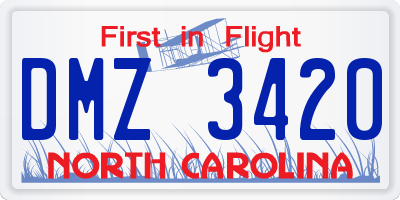 NC license plate DMZ3420