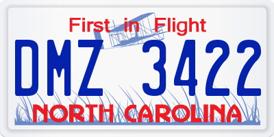 NC license plate DMZ3422