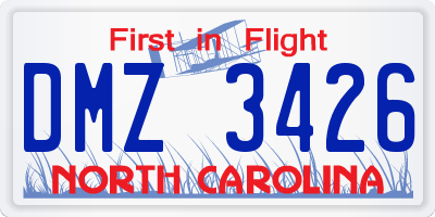 NC license plate DMZ3426