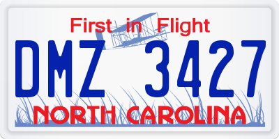 NC license plate DMZ3427