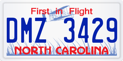 NC license plate DMZ3429