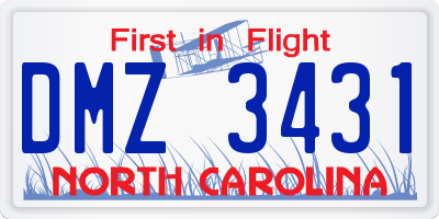 NC license plate DMZ3431