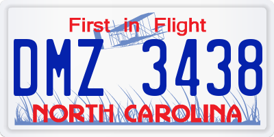 NC license plate DMZ3438