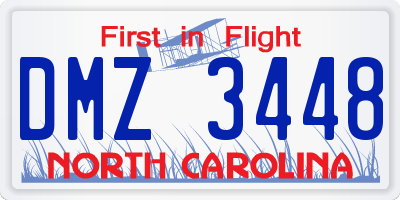 NC license plate DMZ3448