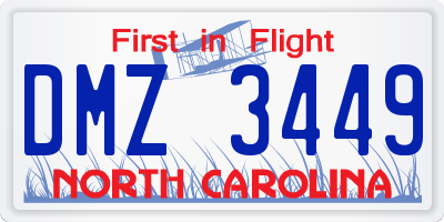 NC license plate DMZ3449
