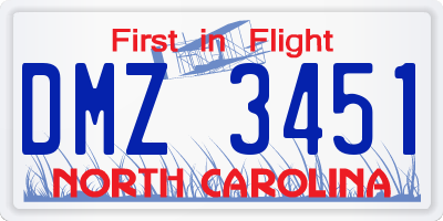 NC license plate DMZ3451