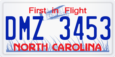 NC license plate DMZ3453