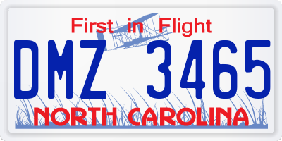 NC license plate DMZ3465