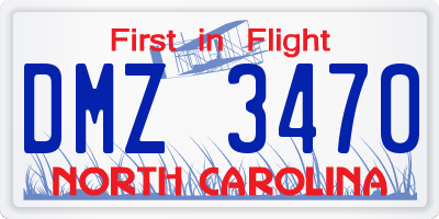 NC license plate DMZ3470