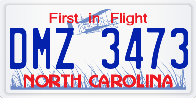 NC license plate DMZ3473