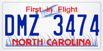 NC license plate DMZ3474