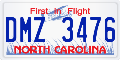 NC license plate DMZ3476