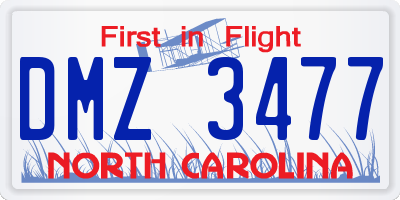 NC license plate DMZ3477