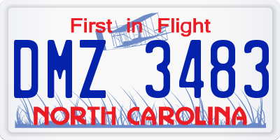 NC license plate DMZ3483