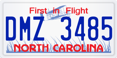 NC license plate DMZ3485