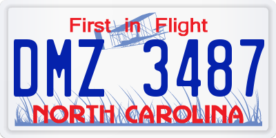 NC license plate DMZ3487