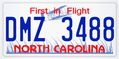 NC license plate DMZ3488