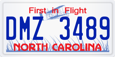 NC license plate DMZ3489