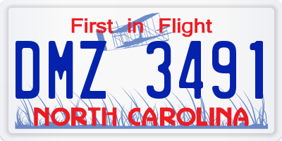 NC license plate DMZ3491