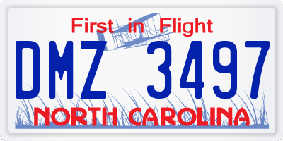 NC license plate DMZ3497