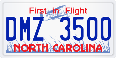 NC license plate DMZ3500