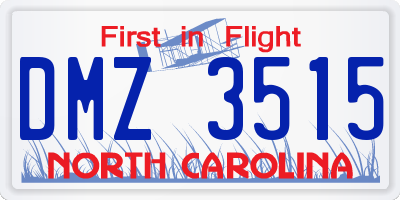 NC license plate DMZ3515