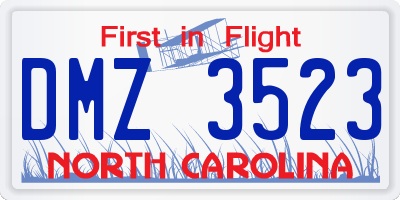 NC license plate DMZ3523