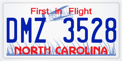 NC license plate DMZ3528