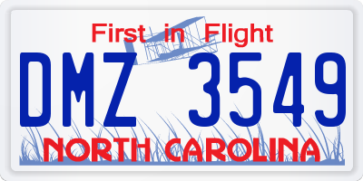 NC license plate DMZ3549