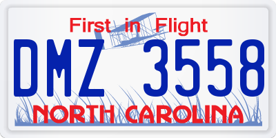 NC license plate DMZ3558