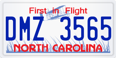 NC license plate DMZ3565