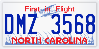 NC license plate DMZ3568