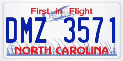 NC license plate DMZ3571