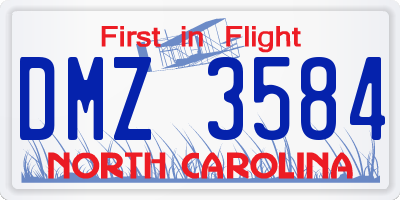 NC license plate DMZ3584