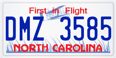 NC license plate DMZ3585