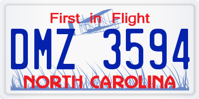 NC license plate DMZ3594