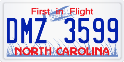 NC license plate DMZ3599