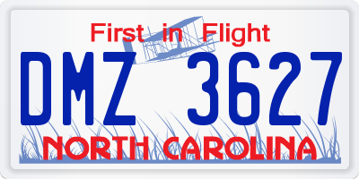 NC license plate DMZ3627