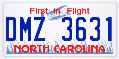 NC license plate DMZ3631