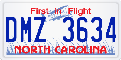 NC license plate DMZ3634