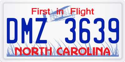 NC license plate DMZ3639