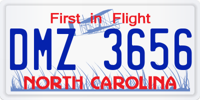 NC license plate DMZ3656