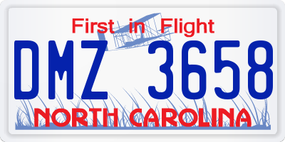 NC license plate DMZ3658