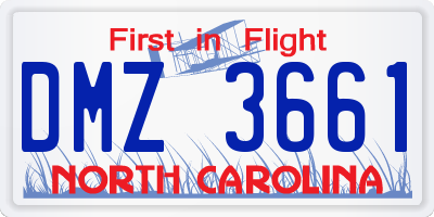 NC license plate DMZ3661