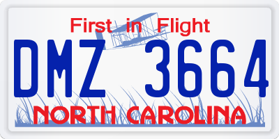 NC license plate DMZ3664