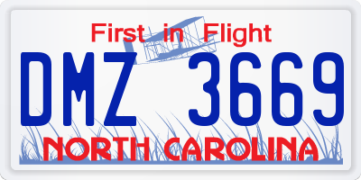 NC license plate DMZ3669